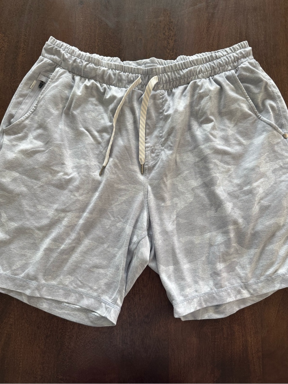 Vuori Light Gray Camouflage Athletic Shorts
